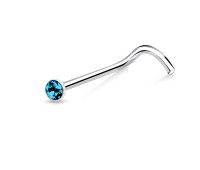 1.2mm Bezel Stone Set Silver Curved Nose Stud NSKB-53
